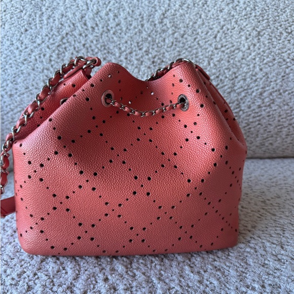 Chanel Pink Perforated Leather Shoulder Bag - Picture 2 of 12